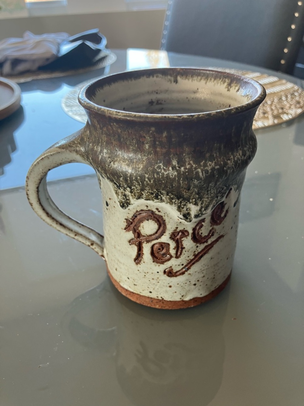 Handmade Pottery Mug made in 'Perce, Quebec  - Speckled Cream & Brown